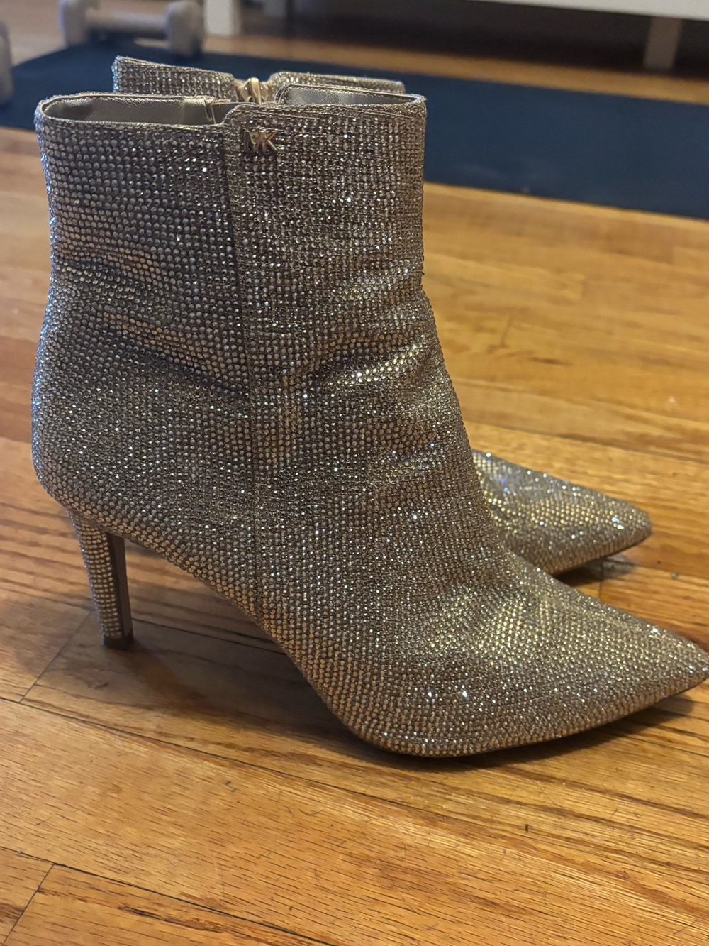 Michael Kors Metallic Gold Rhinestone Ankle Booties